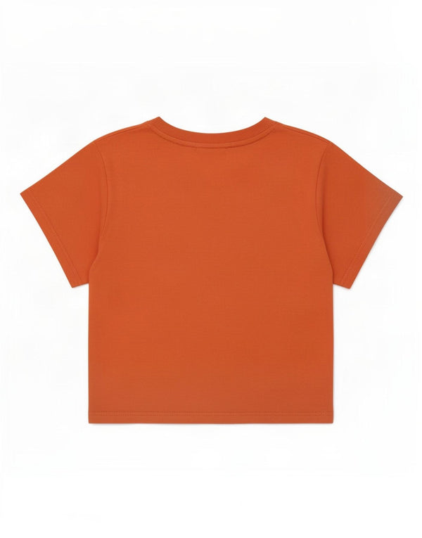 Fila Womens Crop Graphic T-Shirt Top UK 14 Large Orange Cotton