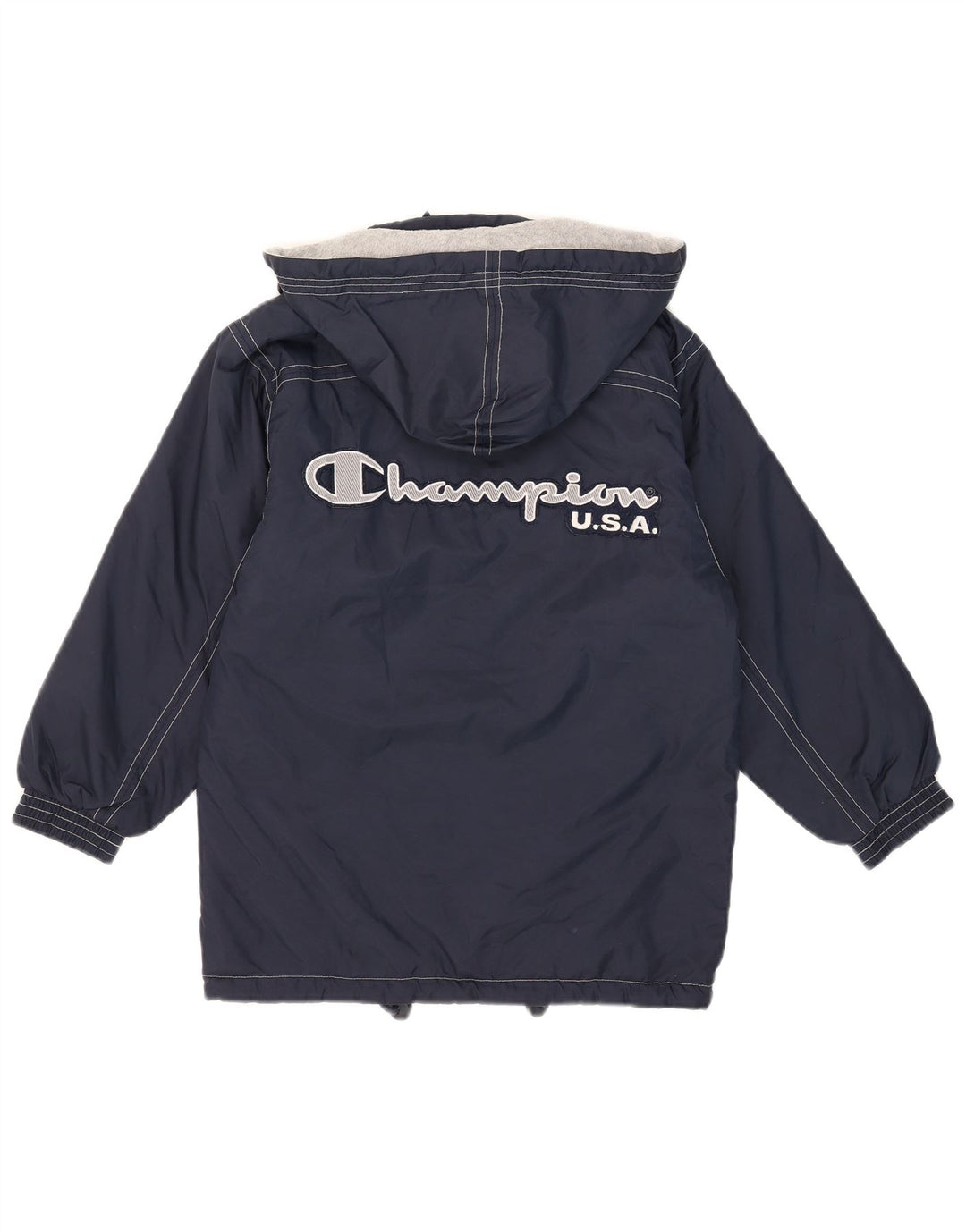 Champion Manteau matelassé à capuche graphique pour garçon 9-10 ans Bleu marine Polyamide