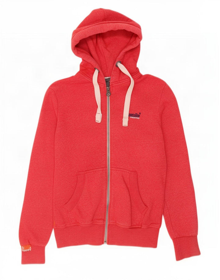 Superdry Pull à capuche zippé en coton rouge moyen |
