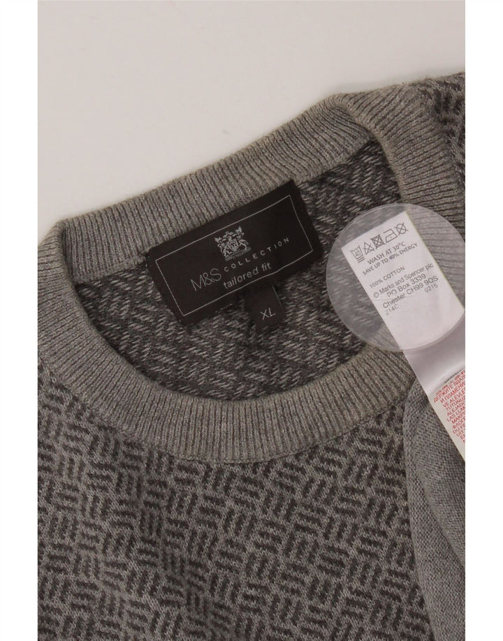 Marks & Spencer Pull à col rond coupe ajustée pour homme XL Gris
