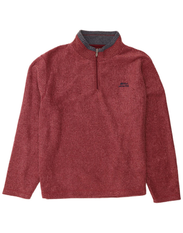 Weird Fish Pull polaire à col zippé pour homme 4XL Bordeaux Polyester