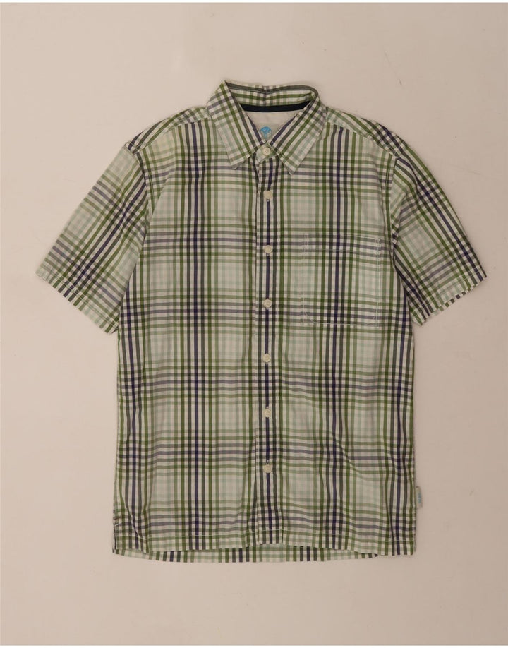 Fat Face Chemise à manches courtes pour homme Petit coton vichy vert