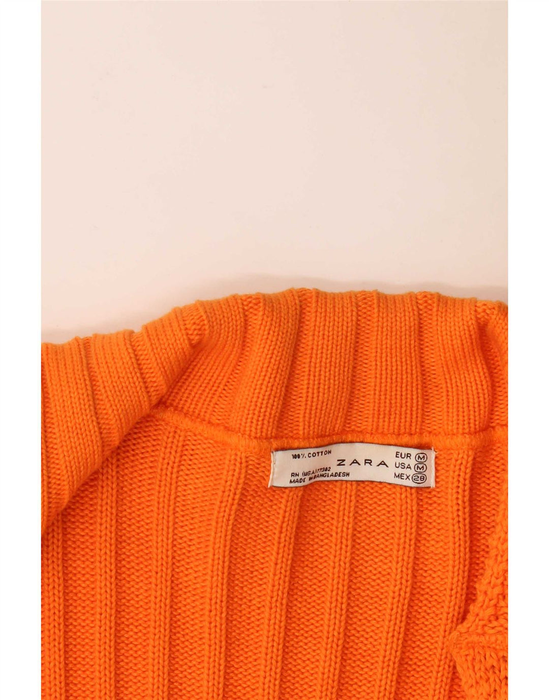 Zara Cardigan Femme Pull UK 12 Coton Orange Moyen