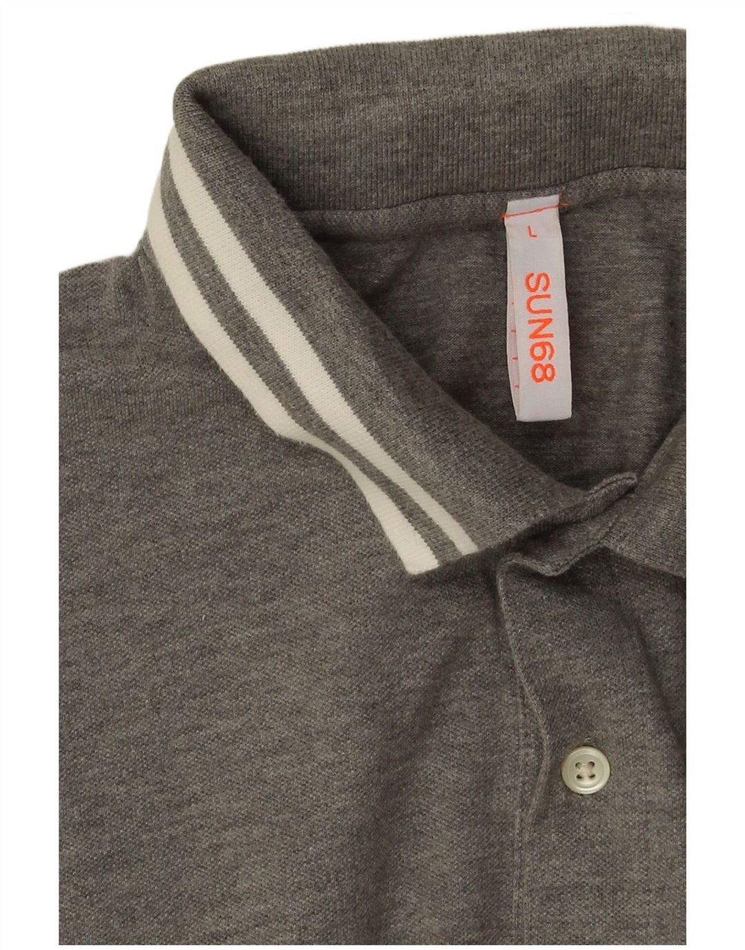 Sun68 Polo Homme Large Gris Moucheté Coton