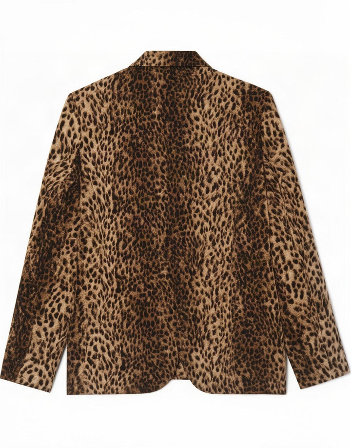 Zara Veste Blazer 1 Bouton Femme UK 44 Grand Marron Imprimé Animal Polyester