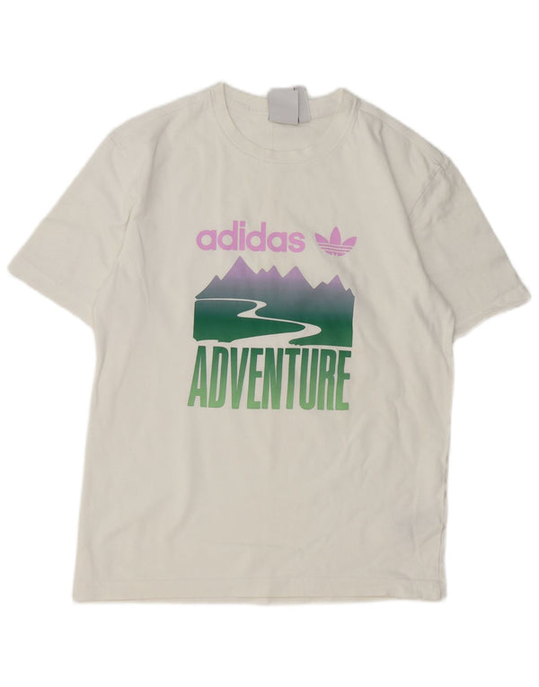 Adidas Mens Graphic T-Shirt Top XS Blanc Coton