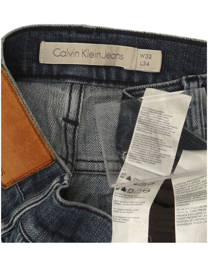 CALVIN KLEIN Jean Slim Déchiré Homme W32 L34 Bleu Coton