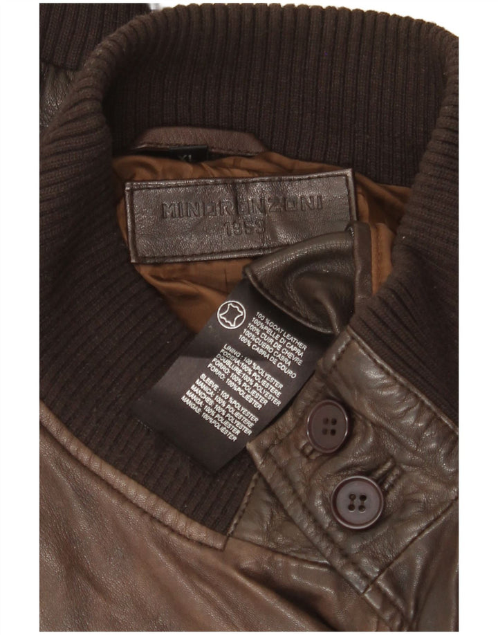 Minoronzoni 1953 Veste en cuir pour homme UK 42 XL Cuir marron