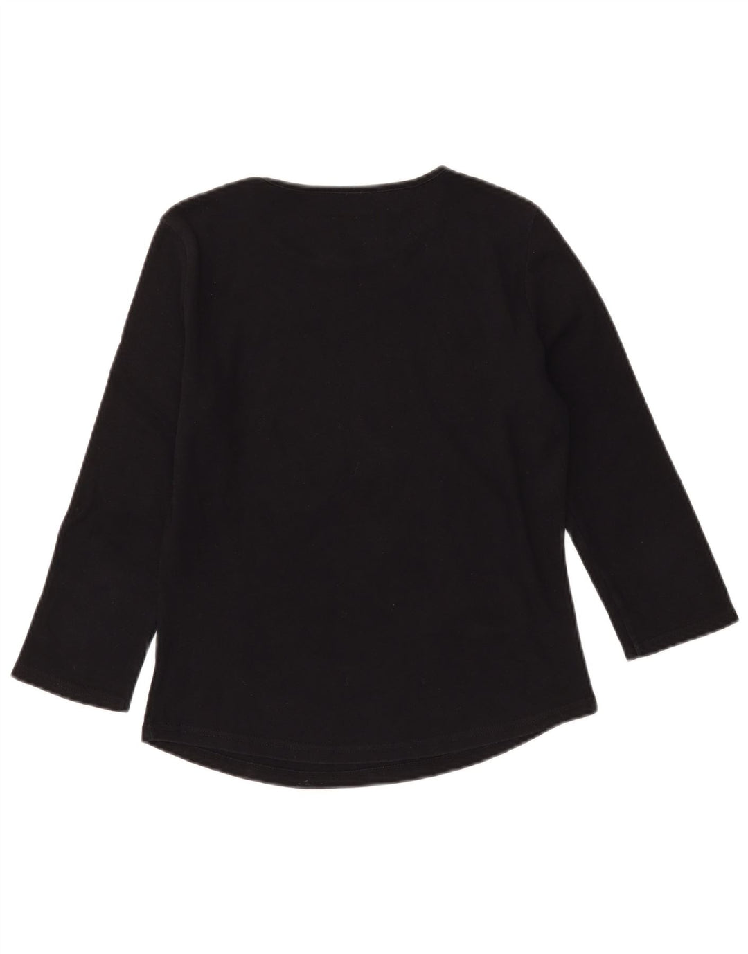 ARMANI JEANS Haut graphique pour femme à manches 3/4 UK 12 Coton noir moyen