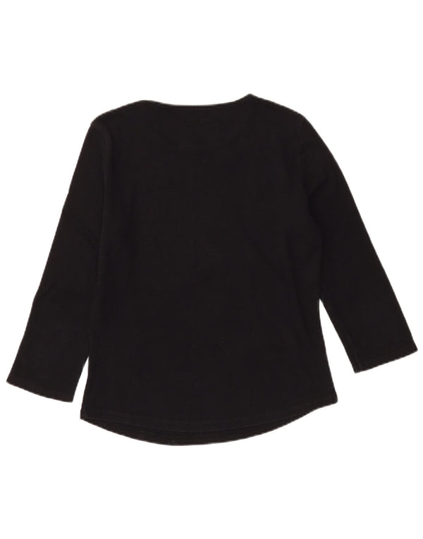 ARMANI JEANS Haut graphique pour femme à manches 3/4 UK 12 Coton noir moyen