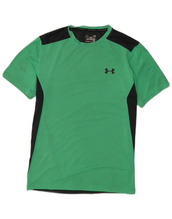 Under Armour Tee-Shirt Heat Gear Homme Vert Moyen Polyester Colorblock