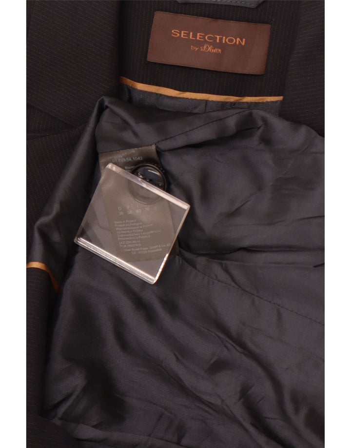 S.OLIVER Veste blazer à 2 boutons pour femme UK 10 Petites rayures bleu marine