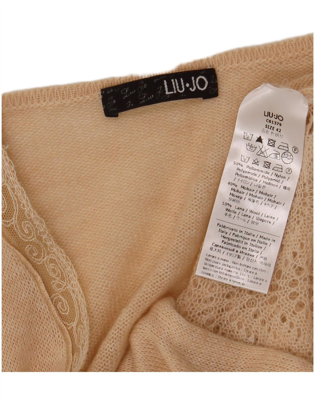 LIU JO Cardigan à nouer sur le devant pour femme IT 42 Beige moyen Polyamide