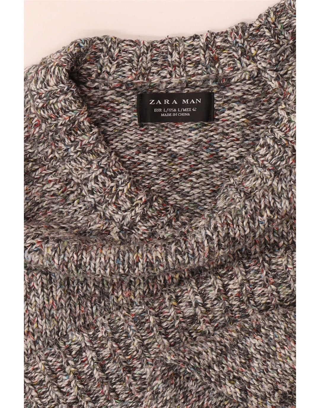 Zara Pull Col Bateau Homme Large Gris Moucheté