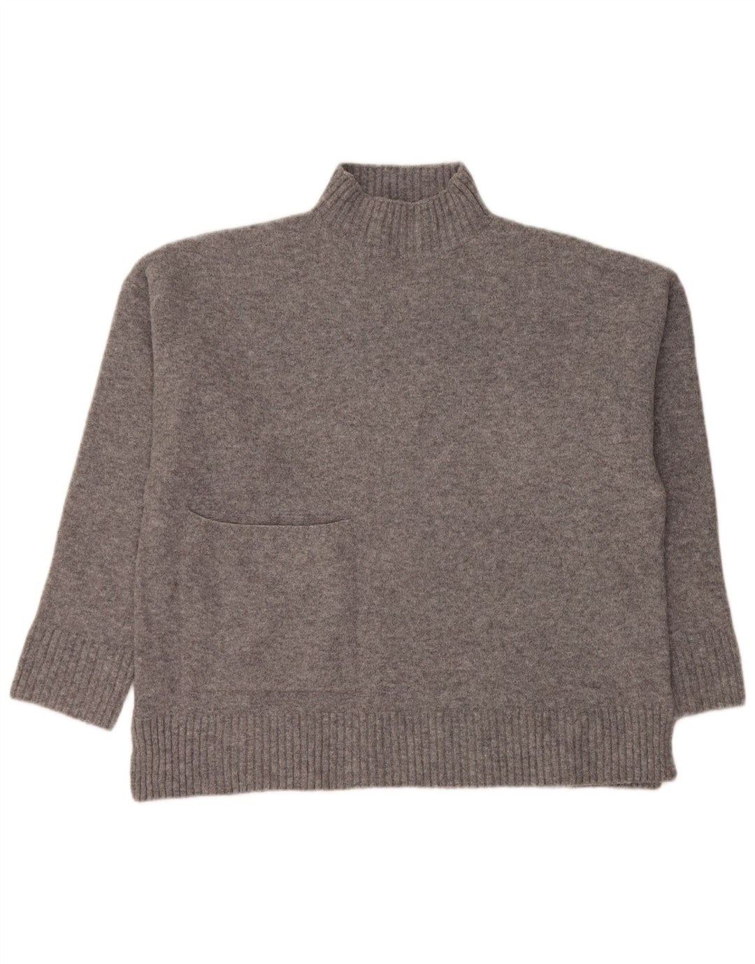 Zara Pull surdimensionné à col roulé pour femme UK 10 Petit Acrylique Gris