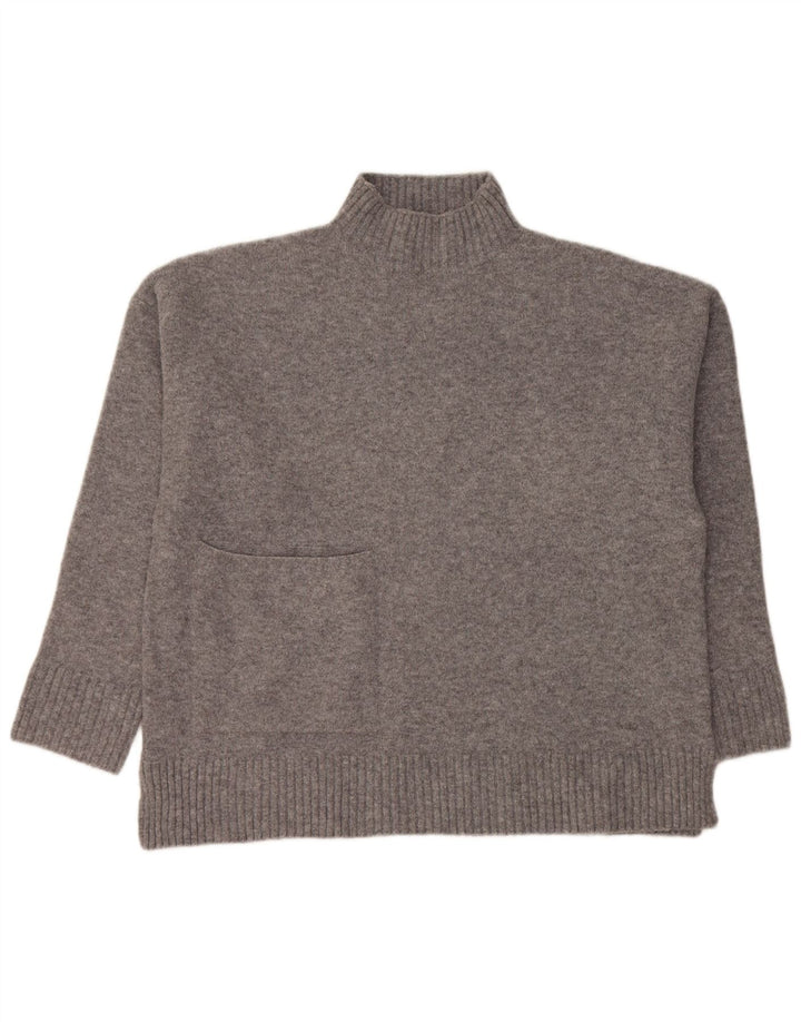Zara Pull surdimensionné à col roulé pour femme UK 10 Petit Acrylique Gris