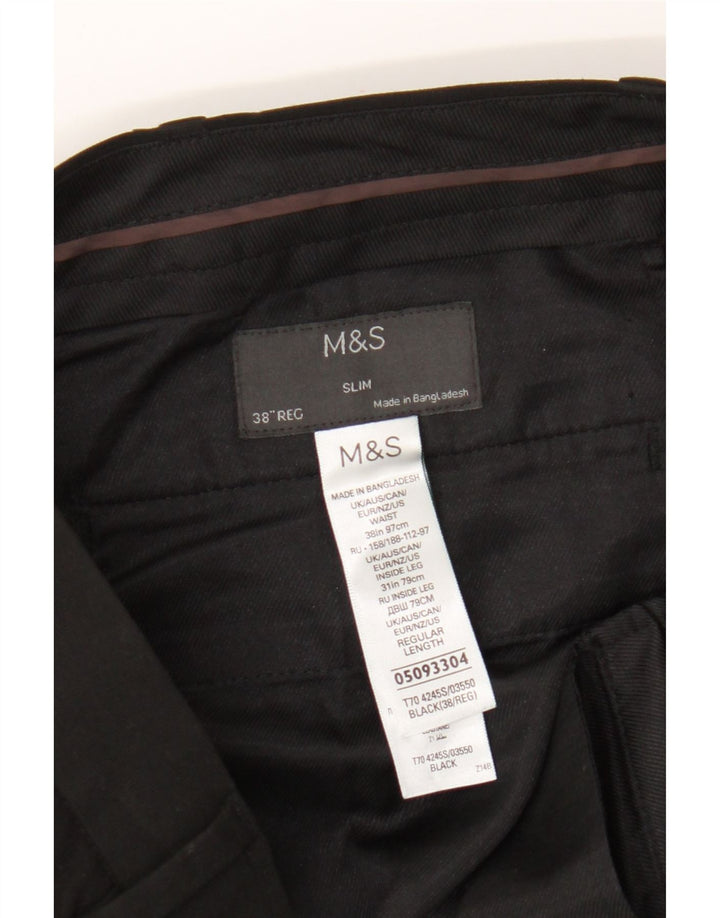 Marks & Spencer Pantalon Chino Slim Homme W38 L31 Noir Polyester