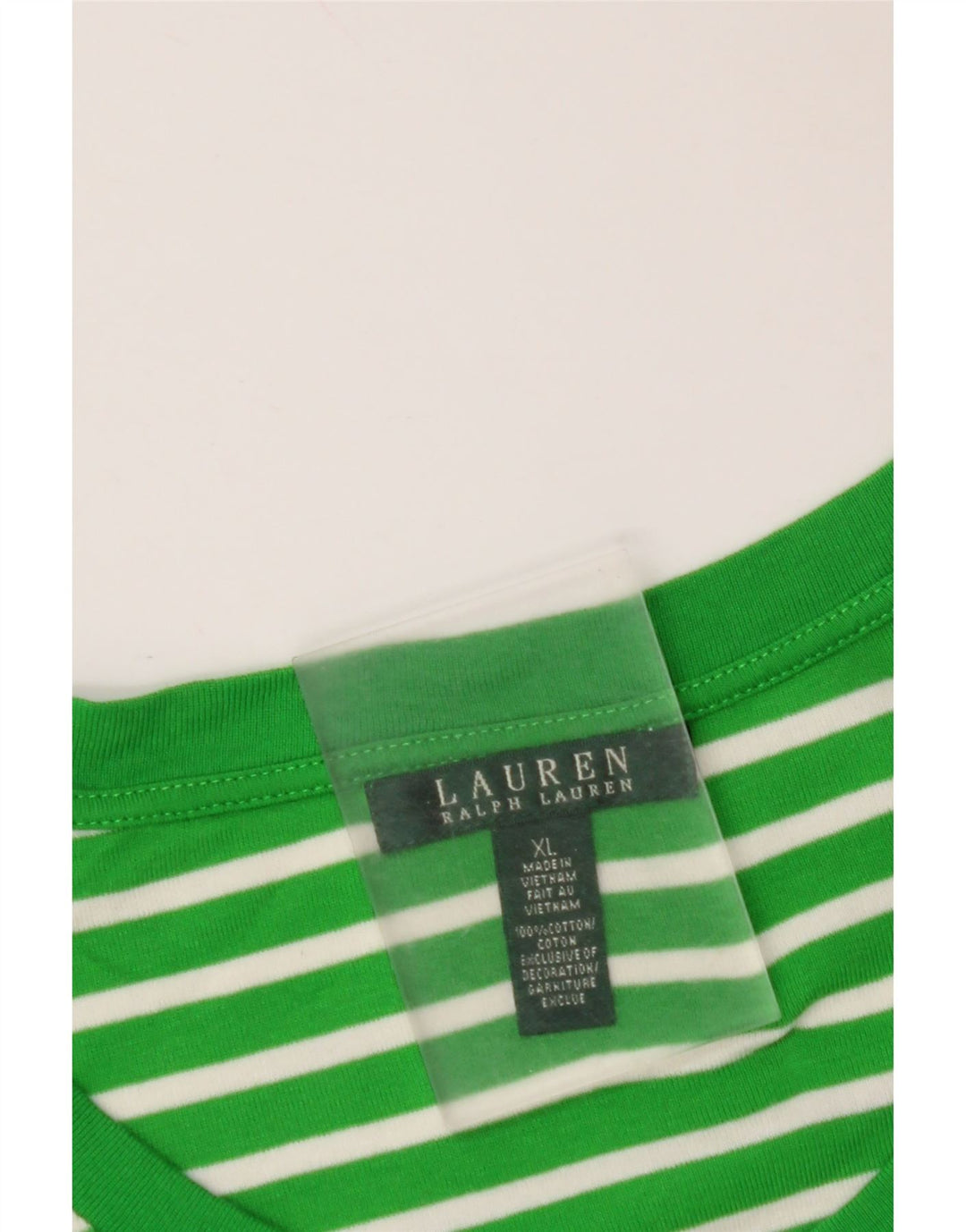 RALPH LAUREN Haut Femme Manches Longues UK 18 XL Coton Rayé Vert