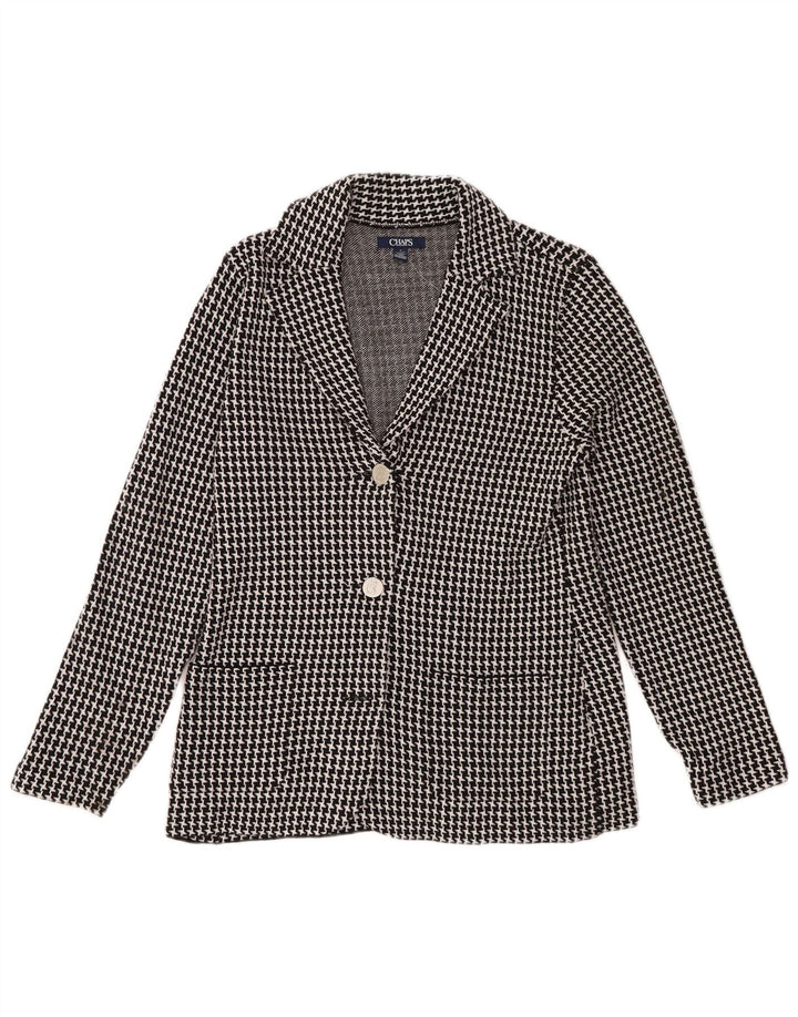 CHAPS Veste blazer en tricot à 3 boutons pour femme UK 12 pied-de-poule noir moyen