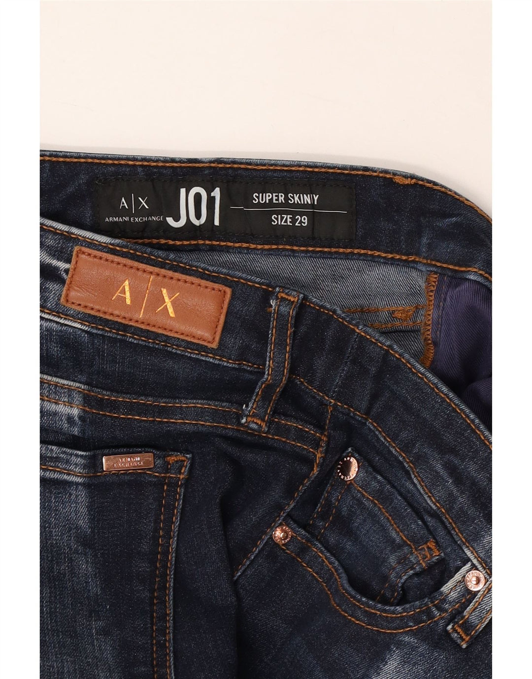 ARMANI EXCHANGE Jean J01 Crop Super Skinny Femme W29 L23 Bleu Marine