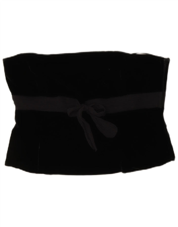 LAURA ASHLEY Haut Corset en Velours Femme UK 14 Viscose Noir Moyen
