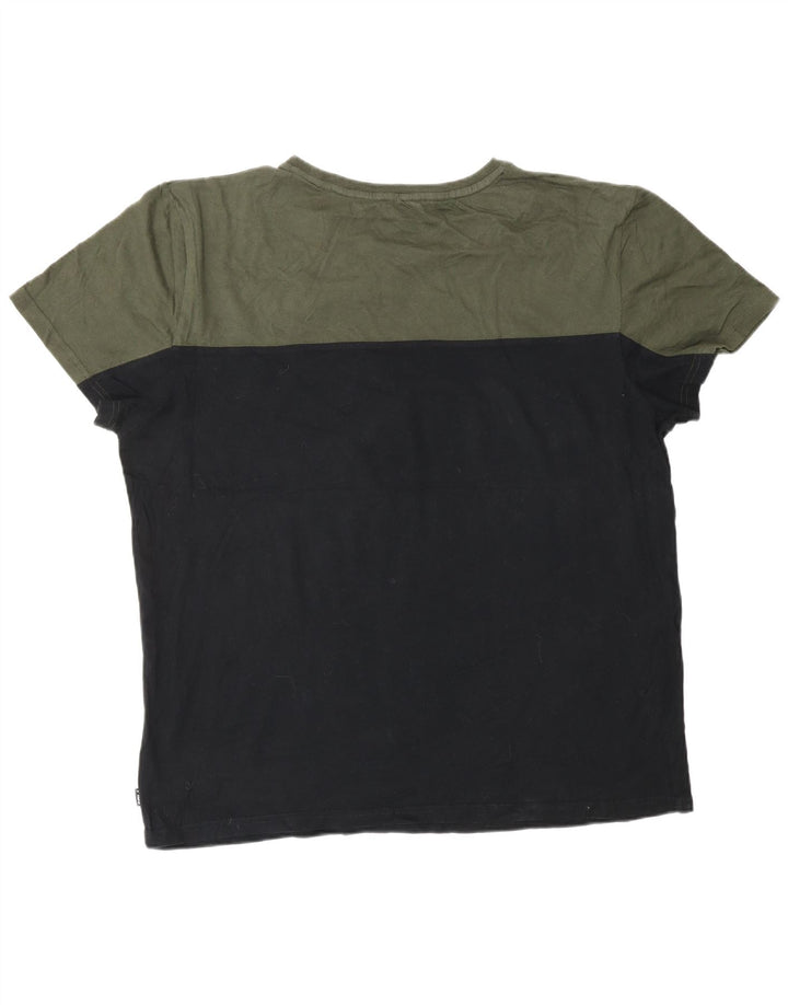 Fila T-Shirt Homme Top 2XL Noir Colourblock Coton