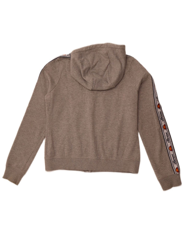 ELLESSE Pull à capuche zippé graphique pour femme UK 10 Petit coton gris