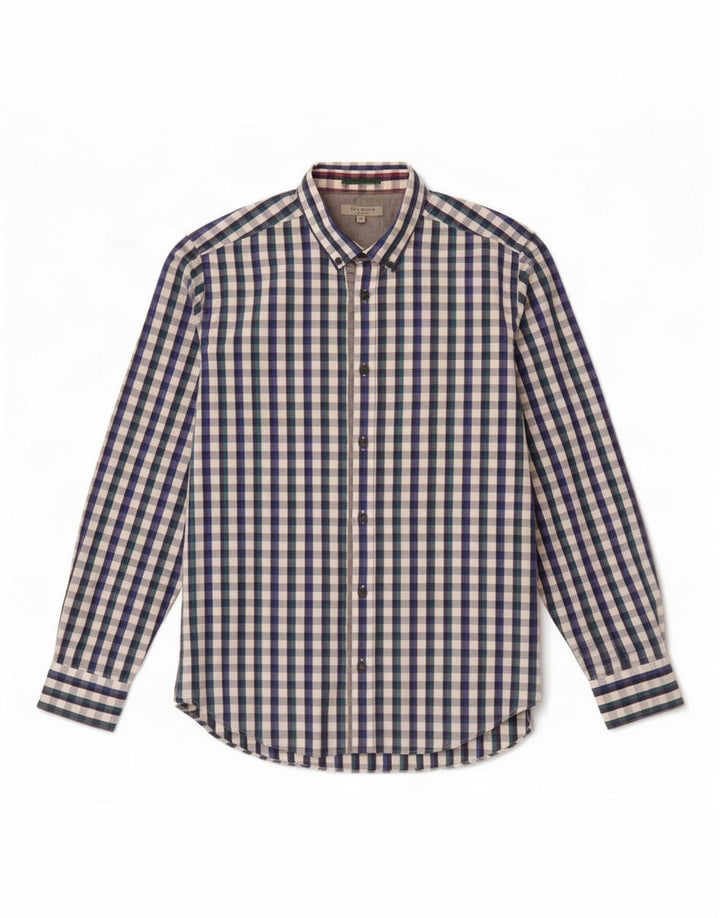 Ted Baker Chemise Homme Taille 3 Bleu Moyen Vichy Coton