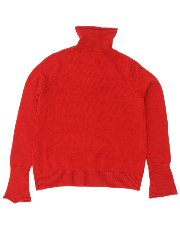 Zara Pull à col zippé pour femme UK 14 Large Rouge Polyester