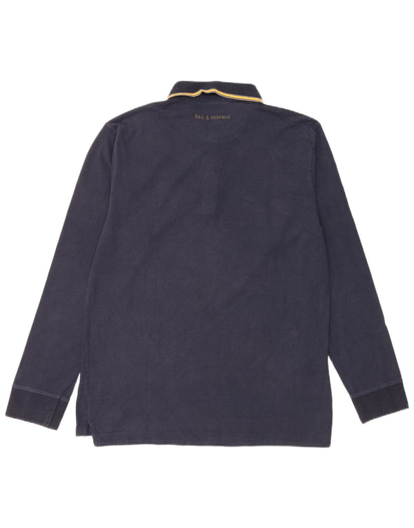 BACI & ABBRACCI Polo à manches longues pour homme 2XL en coton rayé bleu marine