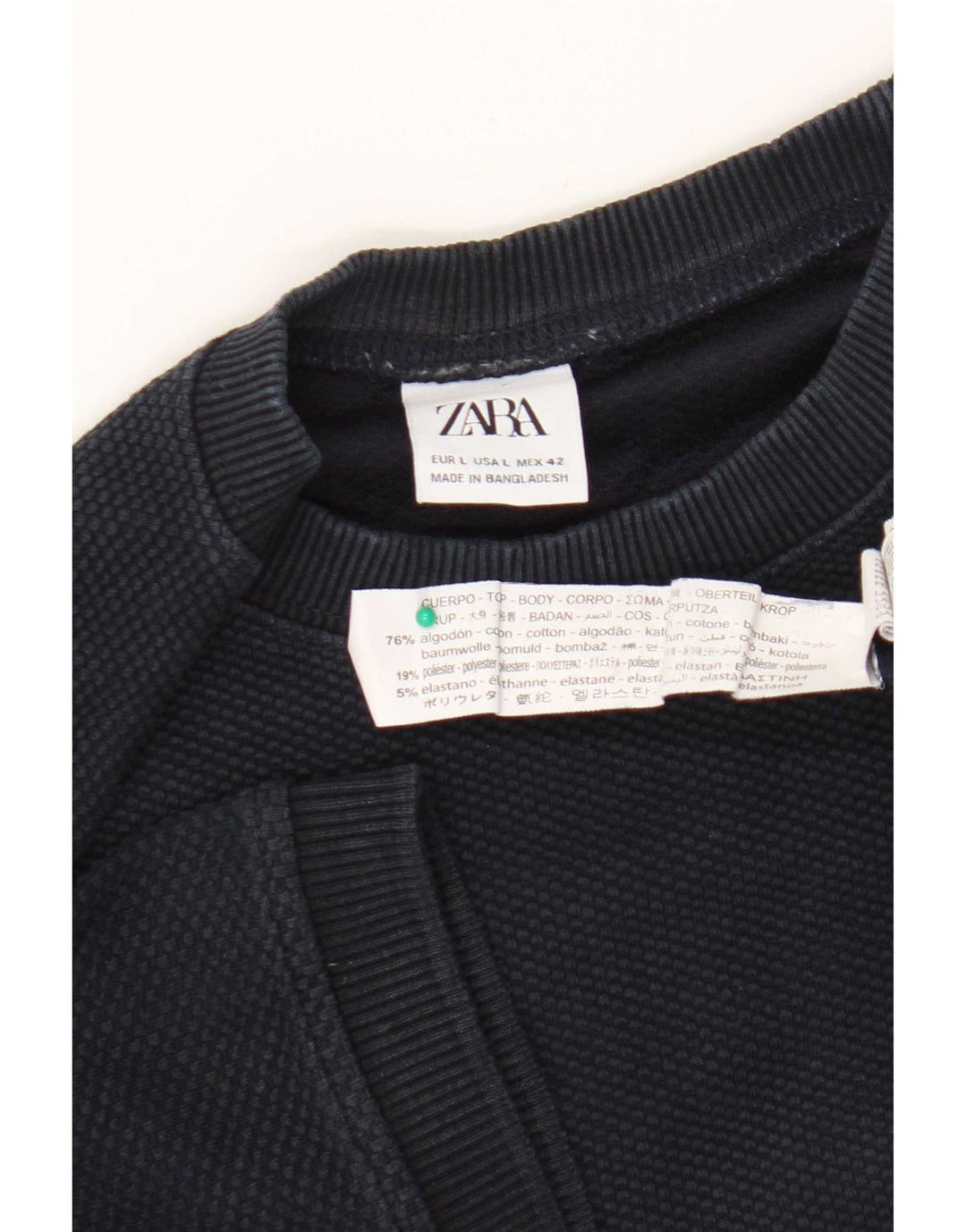 Zara Homme T-Shirt Top Large Bleu Marine Coton
