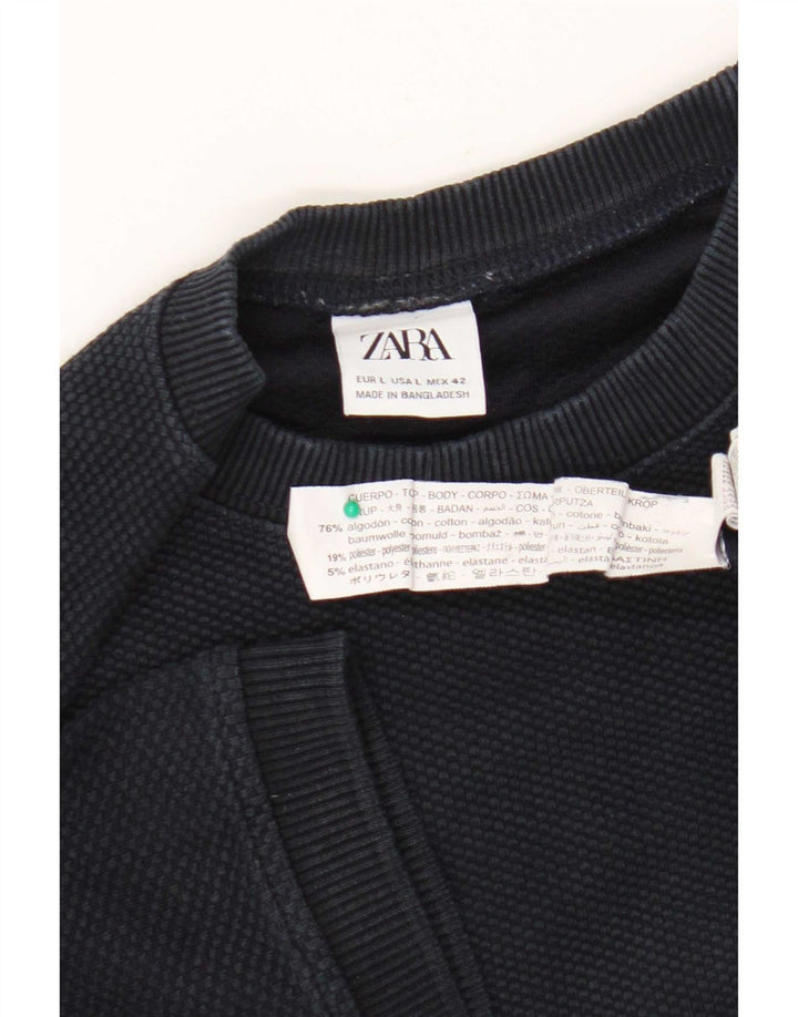 Zara Homme T-Shirt Top Large Bleu Marine Coton