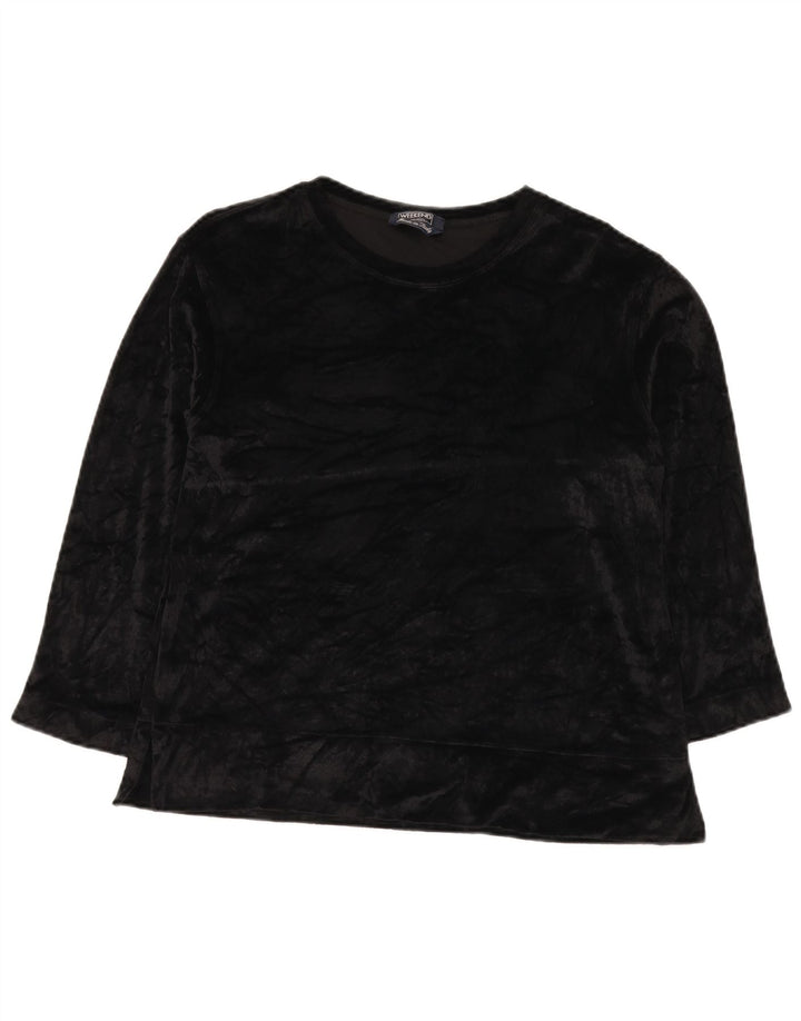 Max Mara Haut week-end en velours pour femme à manches 3/4 UK 16 Large Rayonne noire