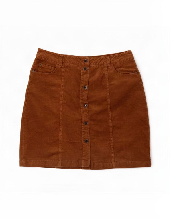Fat Face Jupe en velours côtelé pour femme UK 12 Medium W32 Coton marron
