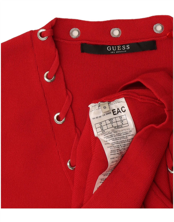 Guess Robe trapèze sans manches pour femme UK 6 Small Rouge