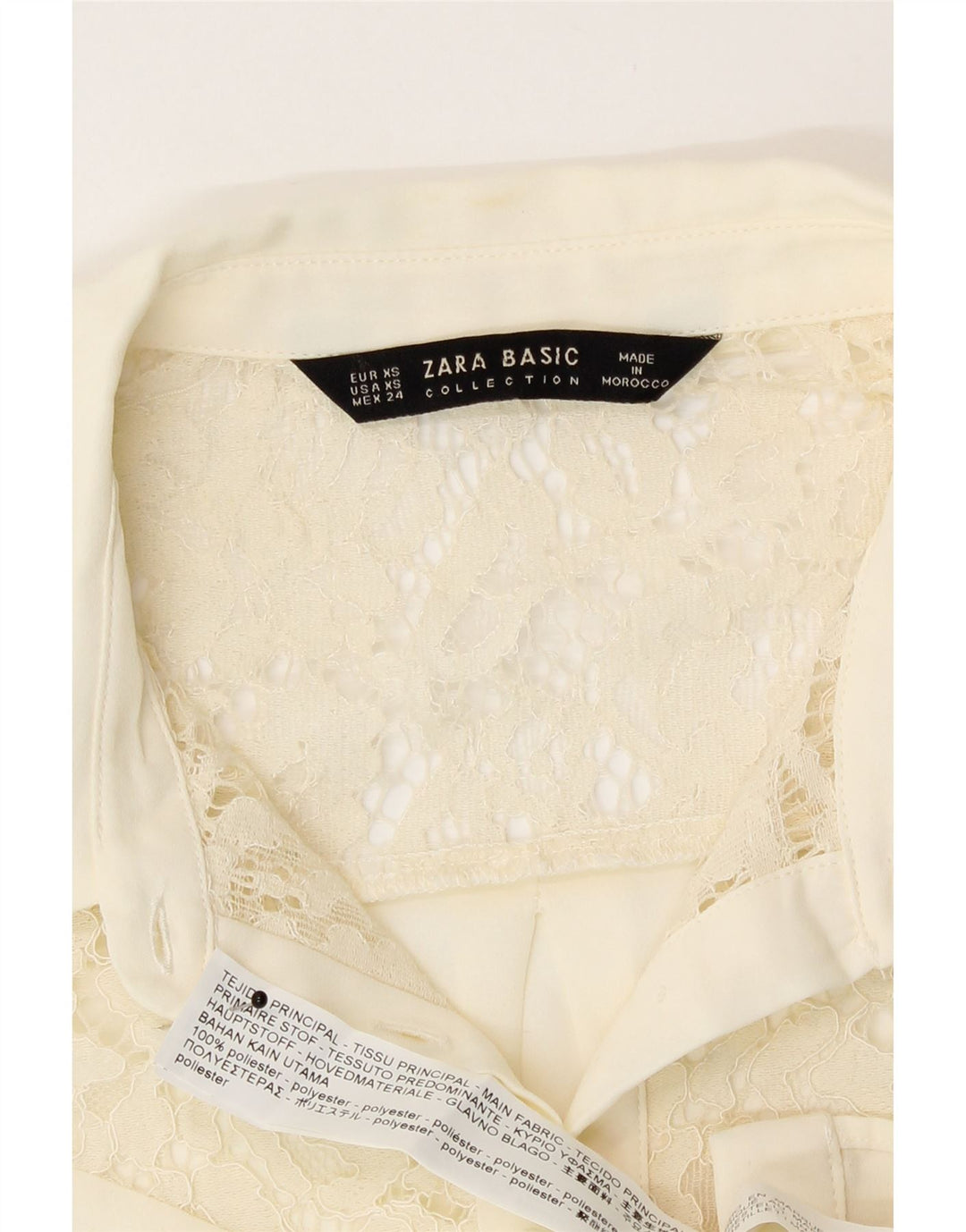 Zara Femme Chemise Chemisier UK 6 XS Blanc Cassé Polyester