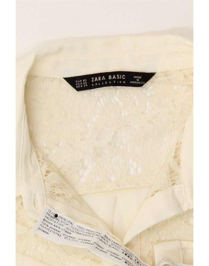 Zara Femme Chemise Chemisier UK 6 XS Blanc Cassé Polyester