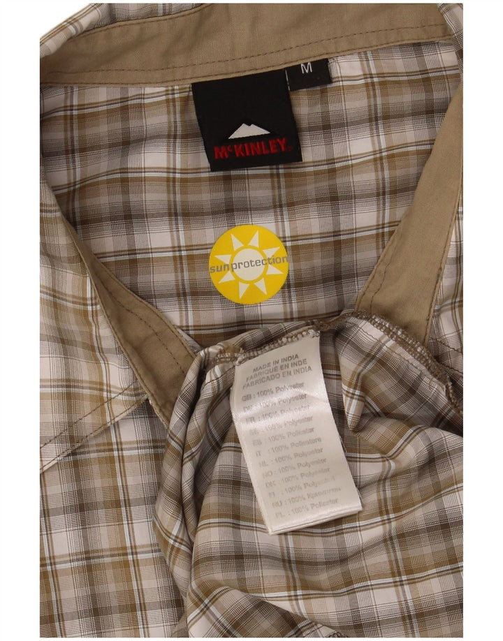 MC Kinley Chemise à manches courtes pour hommes en polyester à carreaux kaki moyen
