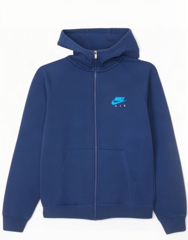 Nike Pull à capuche zippé pour homme en coton bleu marine Taille L