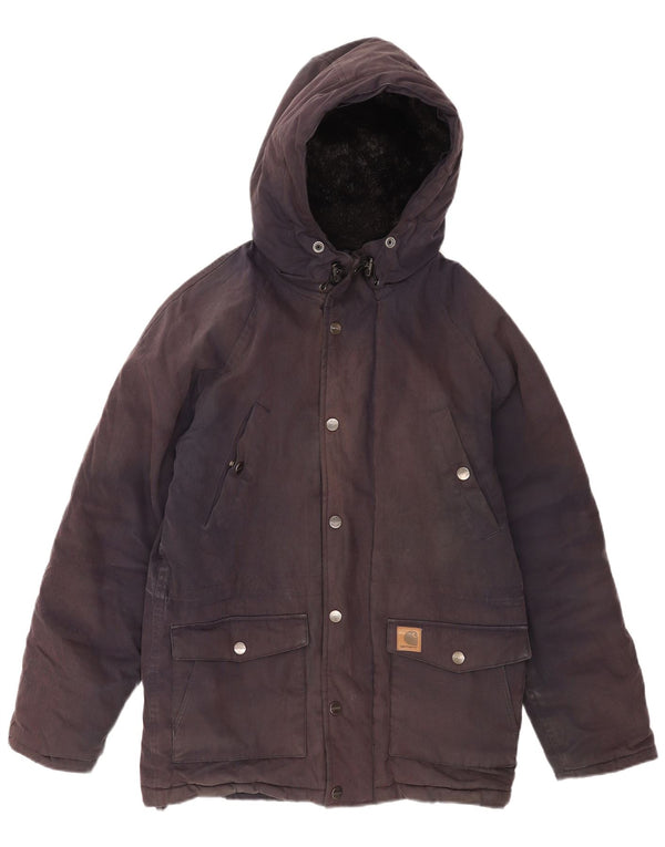 Carhartt Veste coupe-vent à capuche pour homme UK 36 Small Bleu marine Polyester