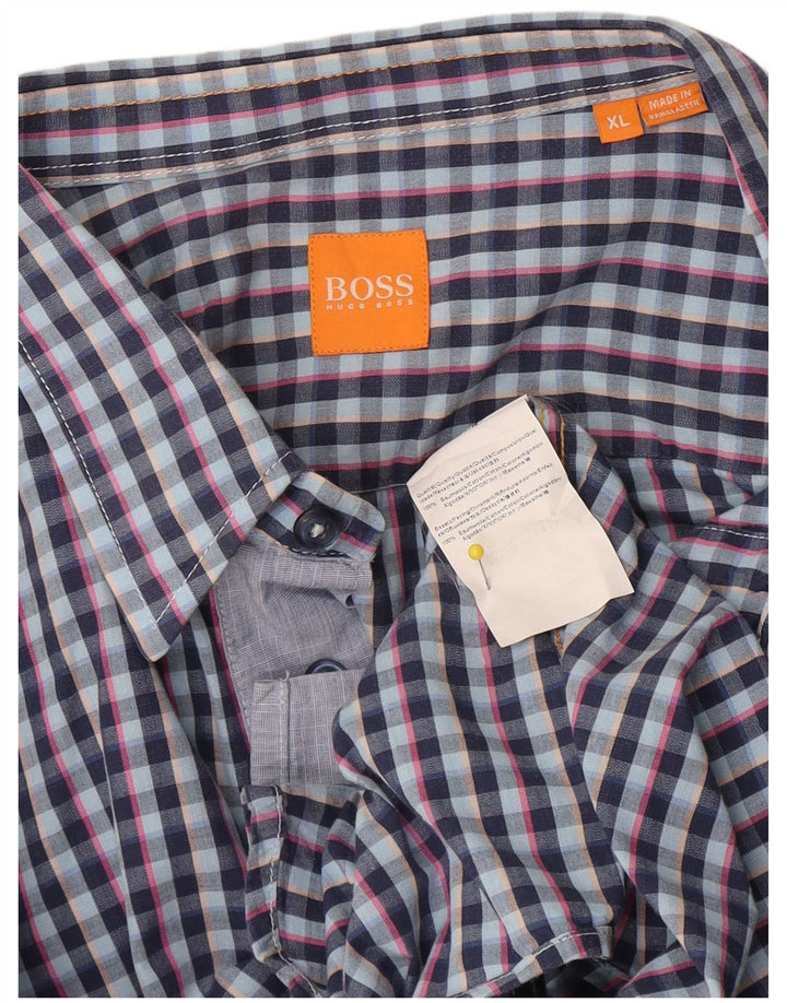 Hugo Boss Chemise XL en coton à carreaux bleus pour homme