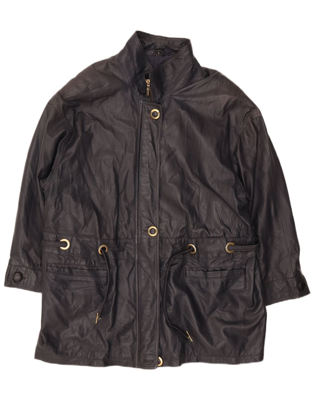 PER ME Veste en cuir pour femme UK 22 2XL Cuir noir