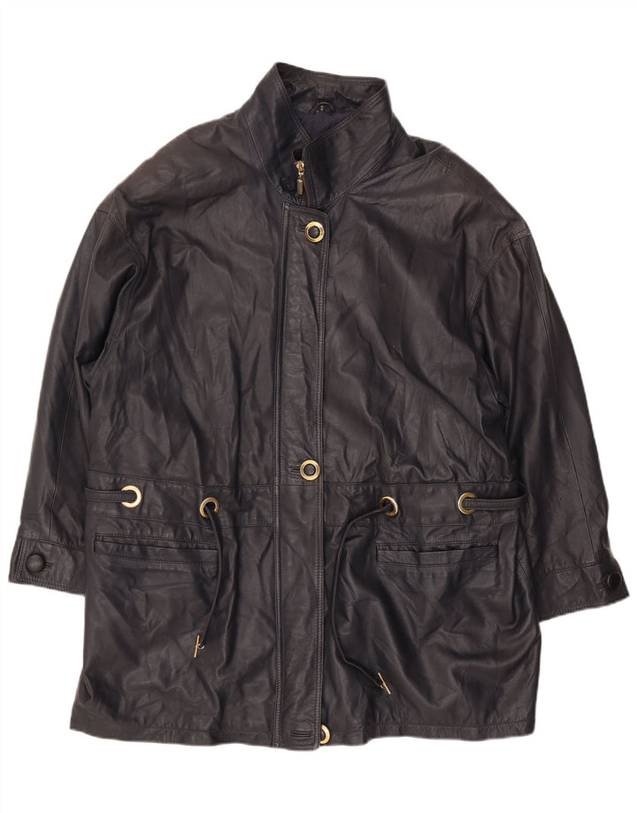 PER ME Veste en cuir pour femme UK 22 2XL Cuir noir