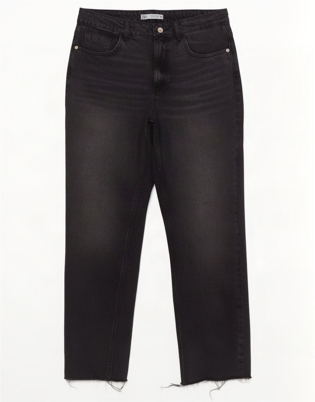 Zara Jean droit taille haute pour femme EU 40 Medium W30 L29 Gris