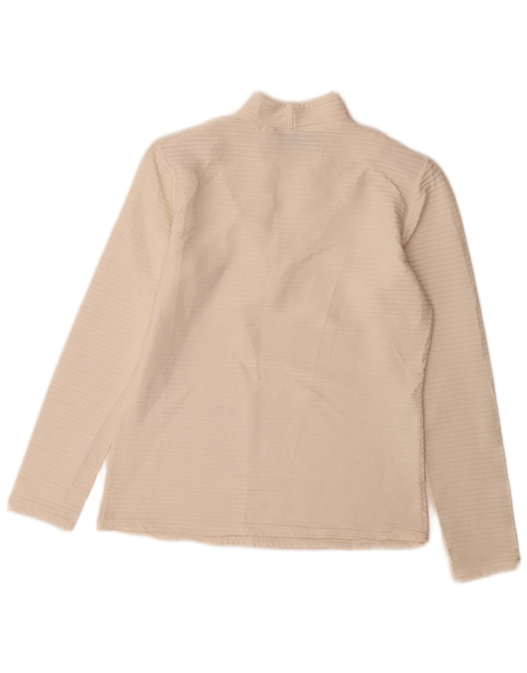 vintage Femme Manches Longues Blouse Top UK 14 Moyen Blanc Polyamide