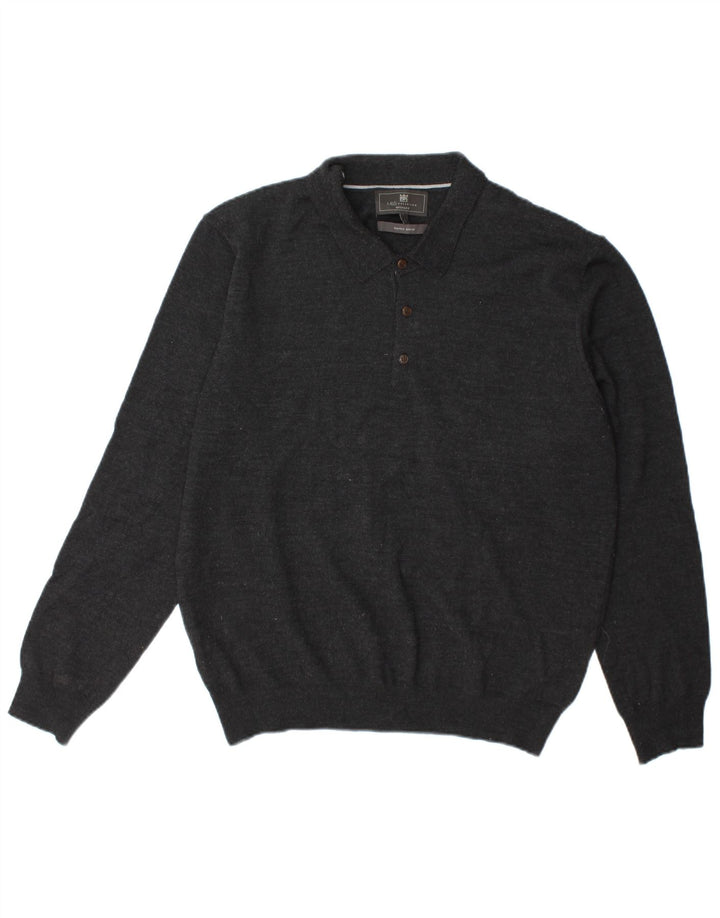 Marks & Spencer Pull à col polo pour homme Coupe ajustée en laine Gris Taille L