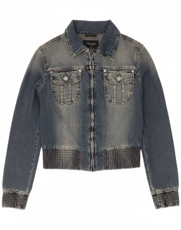 Sisley Veste en jean courte pour femme UK 10 Small Bleu Coton