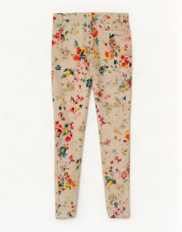 Zara Femmes Trafaluc Skinny Pantalon Décontracté Moyen W28 L28 Blanc Floral