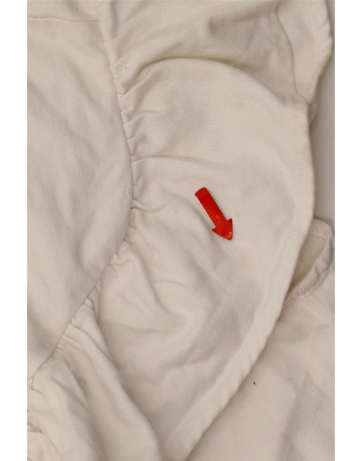 Zara Robe en jean à volants sur le devant pour femme UK 12 en coton blanc moyen
