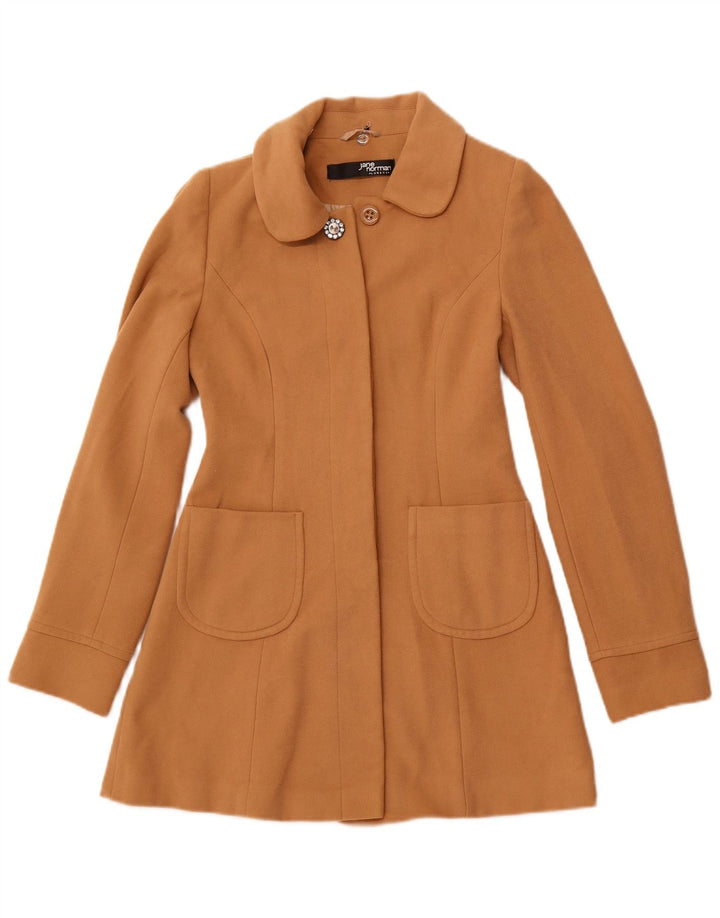 JANE NORMAN Manteau Femme UK 8 Petit Marron Polyester